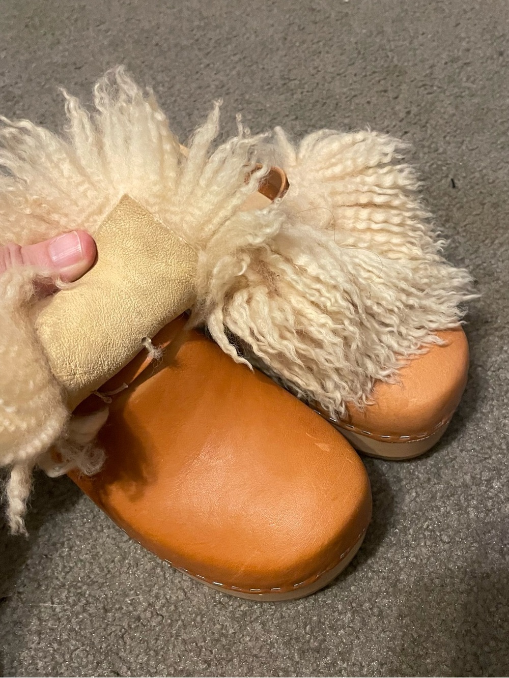Swedish Hasbeens Louise clog with removable sheepskin